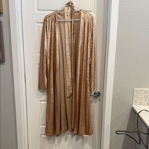 Gold Sequin Drape Robe with Sash - Women Intimates & Sleepwear